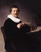 REMBRANDT Harmenszoon van Rijn, Portrait of a man trimming his quill (mk33)